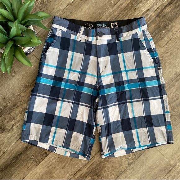 OP FLEX 4 Way Stretch Plaid Board Shorts Size 30 - Picture 1 of 5